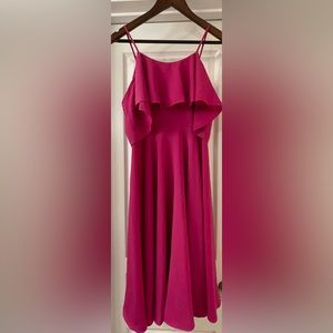 CeCe- Elegant Hot Pink Adjustable Straps Midi Dress, Size 0